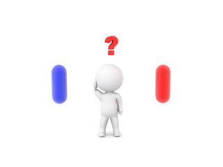 3D Character has to choose between red and blue pill