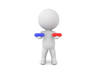 3D Character offering blue and red pill choice