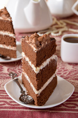 Slice of homemade cake on a plate