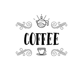 Coffee Shop Hipster Vintage Stylized Lettering badge. Vector Illustration