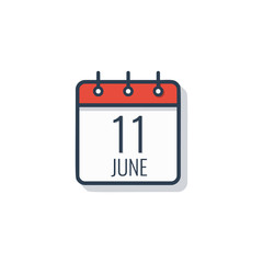 Calendar day icon isolated on white background. June 11.