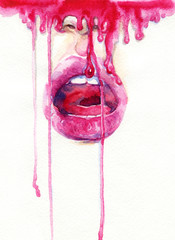 lips. fashion illustration. watercolor painting