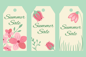 Blossom sale tags with floral ornament