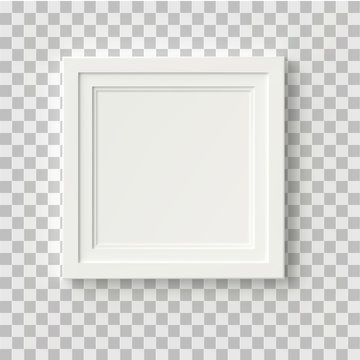 Square frame with isolated shadow, white border. Vector frame mockup.