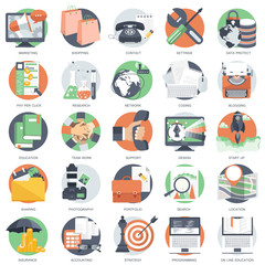Business, technology and finances icon set for websites and mobile applications and services. Flat vector illustration