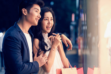 Young couples go shopping