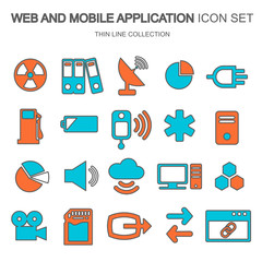 Web and mobile application icon set for computing, data storage, search engine optimization, technology. Flat vector illustration
