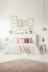 Woman's pink bedroom interior