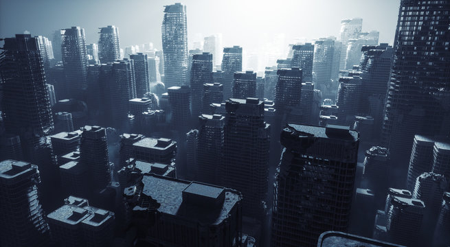 Dark science fiction city