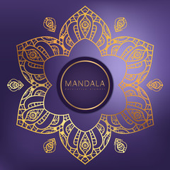 Vector round circle. Mandala style. Decorative element with gold.