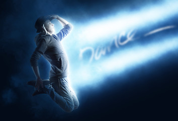 Young man break dancing