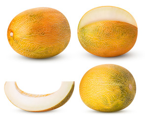Set melon whole, three quarters, slice