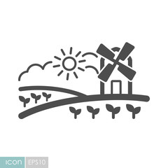Rural landscape with windmill icon