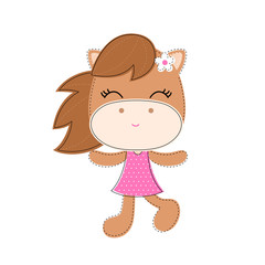 Cute horse with flower on white background, T-shirt design vector illustration