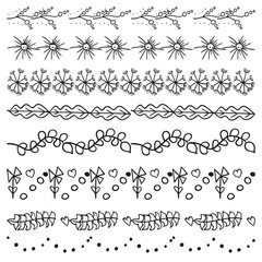 Set of hand-drawn flowers. Twirls. Grass. The black. For your design.