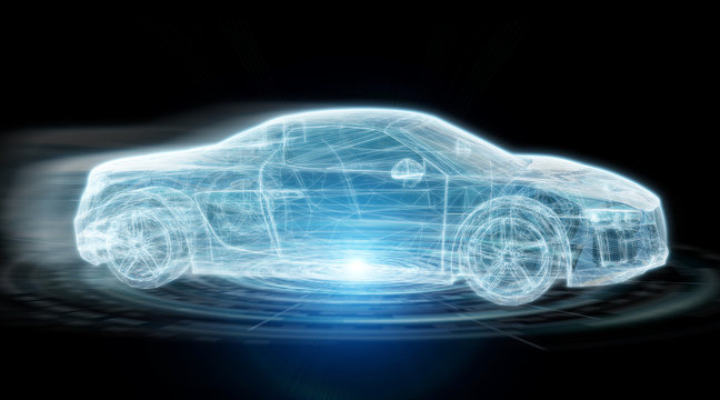 Modern digital smart car interface 3D rendering