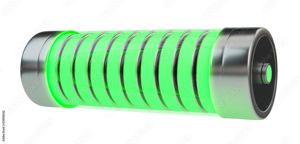 Aufkleber green battery with lightnings 3d rendering