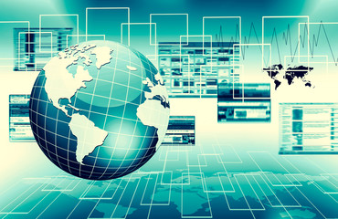Obraz premium Best Internet Concept of global business. Globe, glowing lines o