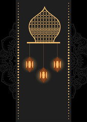 Black and gold islamic ramadan themed banner