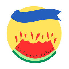 Summer themed circular banner with watermelon