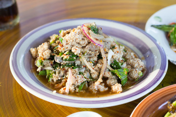 Spicy Cucumber Salad on table. Thailand food, Som Tum Taeng or cucumber salad Thai style.