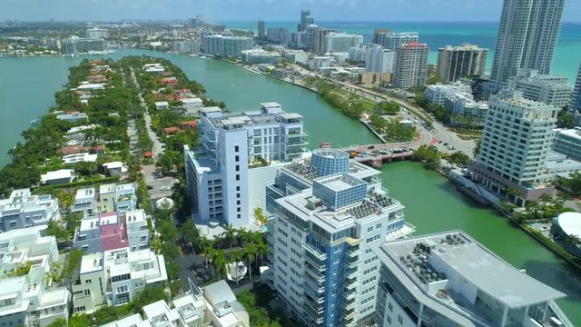Aerial Miami Beach 63rd Street Bridge Indian Creek Florida