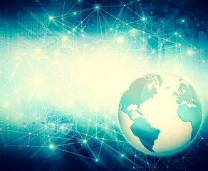 Best Internet Concept of global business. Globe, glowing lines o