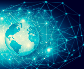 Best Internet Concept of global business. Globe, glowing lines o