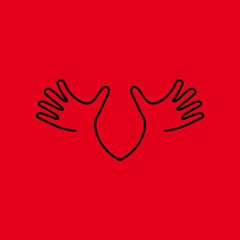 Vector sign abstract open hands, in linear style