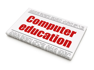 Education concept: newspaper headline Computer Education on White background, 3D rendering