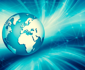 Best Internet Concept of global business. Globe, glowing lines o