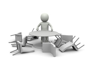 椅子に座るキャラクター