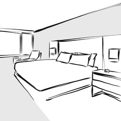 bedroom interior design concept drawing