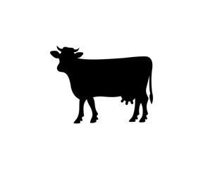 Cow silhouette, vector design. Animal, pet, livestock and farm, agriculture, illustration