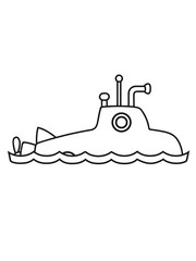 welle augetaucht auftauchen oberfläche u-boot schwimmen tauchen unterwasser schiff boot matrose kapitän clipart cartoon comic meer