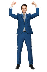 Winner businessman full length portrait