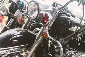 Obraz premium Close Up Of An Old Motorcycle Exhibition