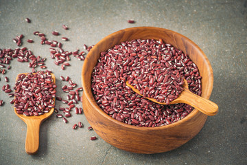 azuki beans, red beans on vintage background

