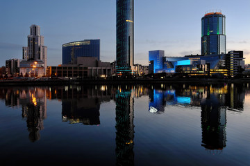 Center of Yekaterinburg at dusk 