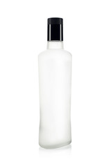 Unlabeled white vodka bottle ready to design on white background