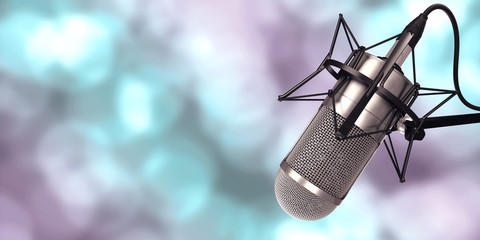 microphone in studio at background 3d illustration