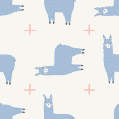 vector blue llama plus repeat background pattern - 204118785