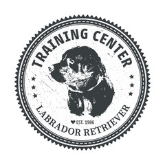Vintage Dog Badge. Labrador retriever logo. Vector illustration.