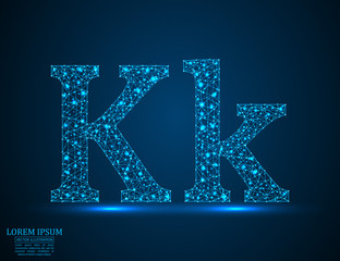 English letters abstract font consists 3d of triangles, lines, dots and connections. Vector illustration EPS 10.