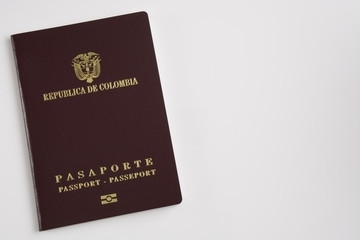 Colombian passport on white background
