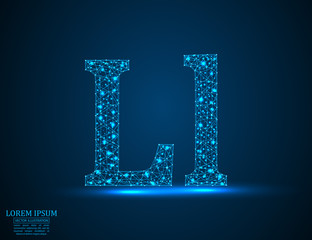 English letters abstract font consists 3d of triangles, lines, dots and connections. Vector illustration EPS 10.