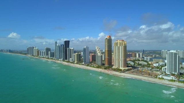 Sunny Isles Beach aerial pull out shot 4k 24p