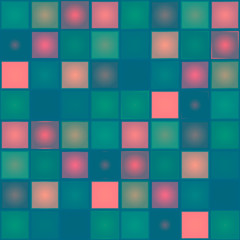 Seamless pattern - pink-red and turquoise cubes. Retrofuturism. Vector.