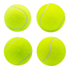 Tennis Ball Collection isolated on white background with clipping path