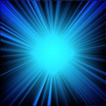 Blue star with rays. Through the screen. Blue dwarf. Pulsar. Abstract illustration. Ultraviolet.